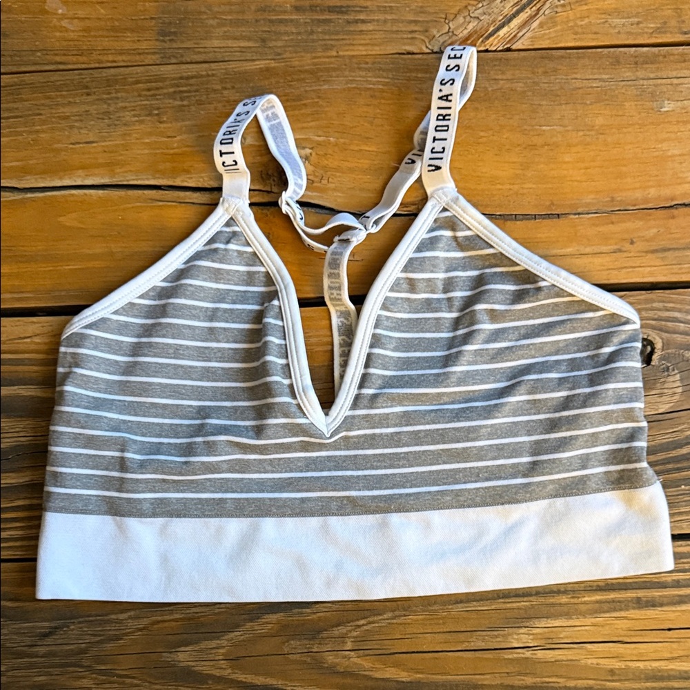 Victoria's Secret Striped Bralette in Gray and White size XL